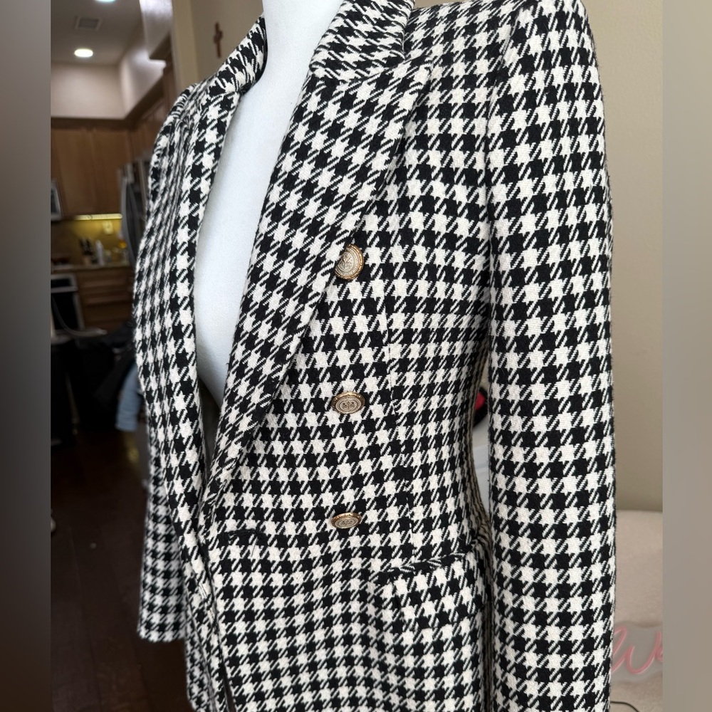 ZARA PLAID BLAZER BLACK/WHITE XS